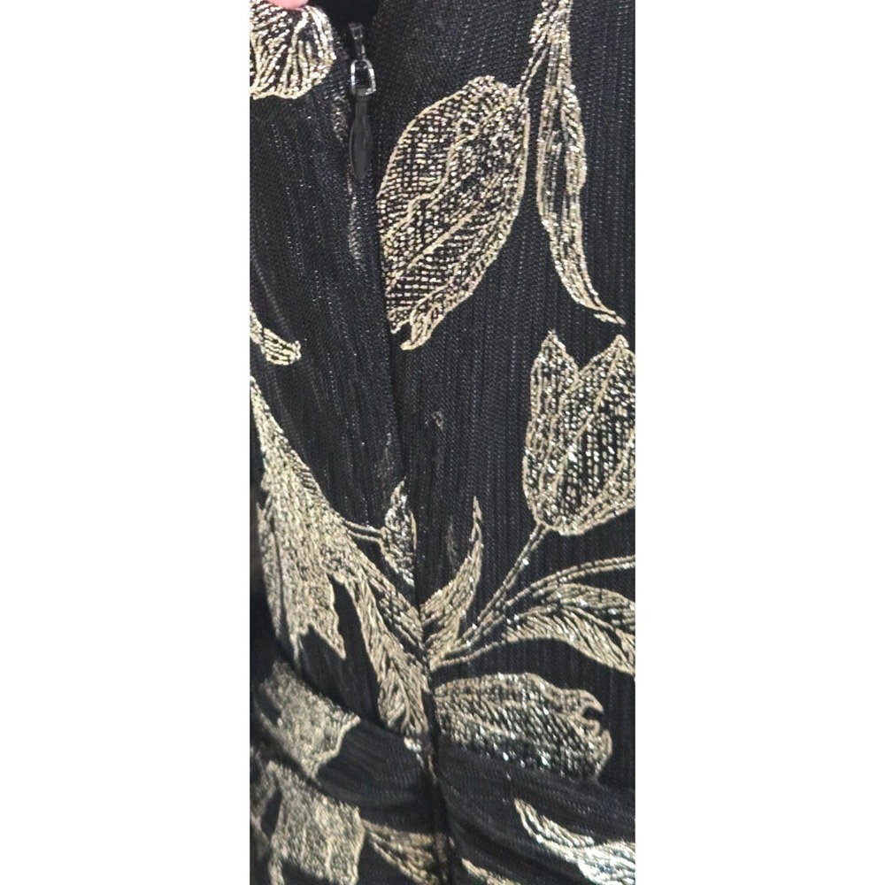 Betsy&Adam Black Gold Metallic Floral Sheath Gown Women's 16 Black/Gold NWT - Picture 10 of 16